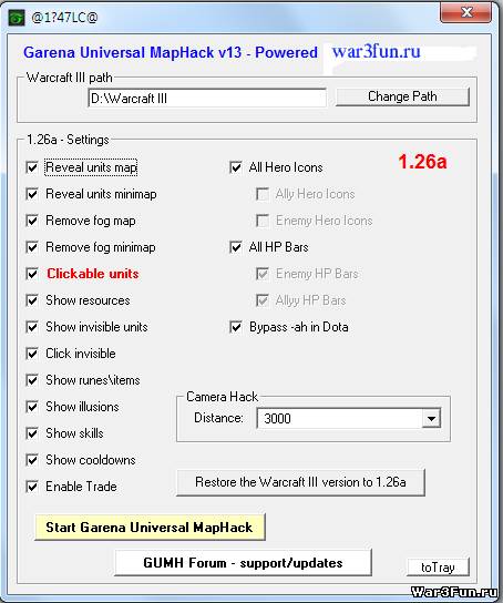 Garena Universal MapHack v13 - for 1.26a,GUMH 13,GUMH-13.Новости Warcraft 3 новости.